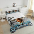 thumbnail image 3 of Longhorn Bull Bedding Set Garden Windmill Quilt King,Teal Jungle Flowers Comforter Set Farm Pinwheel Winnower Duvet Insert,Highland Cow Cattle Western Animals Country Rustic Home Decor, 3 of 5