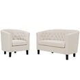 thumbnail image 1 of Modern Contemporary Urban Design Living Room Lounge Club Lobby Armchair and Loveseat Sofa Set, Fabric, Beige, 1 of 6