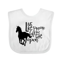 Inktastic Live Like Someone Left the Gate Open Horse Silhouette Boys or Girls Baby Bib