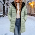 thumbnail image 2 of QATAINLAV Fleece Warm Winter Coat for Woman Windproof Hooded Long Down Jacket Solid Color Thicken Outerwear with Pockets Mint Green XL, 2 of 7