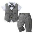 thumbnail image 2 of Toddler Boy Outfits Summer Set For Kids Boys Baby Cotton Elastic Prints Sleeveless Training 1t 2t 3t 4t 5t 6t T-Shirt Pocket Short Pants Casual Outfit 2PCS, 2 of 9