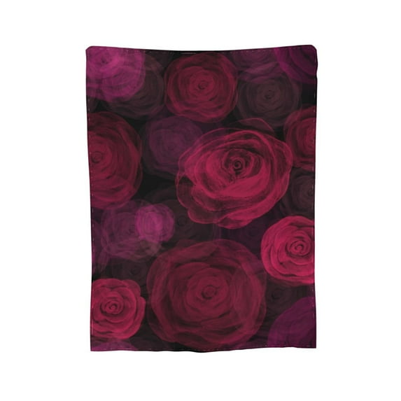 XMXY Fleece Throw Blanket for Couch, Pink Watercolor Roses Lightweight Plush Fuzzy Cozy Soft Bed Blankets and Throws for Sofa, 40"x30" inches