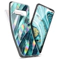 thumbnail image 3 of For Samsung Galaxy S10E Case, with HD Film Screen Protector (Full Coverage), Ultra Slim Thin Glossy Stylish, Gold Glitter Marble Design Phone Cover - Leaf, 3 of 5