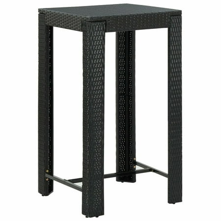 Walmeck Patio Bar Table Black 23.8 x23.8 x43.5  Poly Rattan