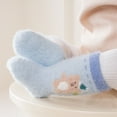 thumbnail image 2 of CUZIBR Girls Socks Winter Thickened Warm Fuzzy Socks First Walking Shoes Floor Ankle Socks 3D Lovely Cartoon Pattern Slipper Socks,Blue,18 -24 Months, 2 of 7