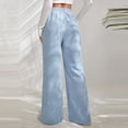 thumbnail image 4 of XFLWAM Women's Corduroy High Waist Y2K Fashion Pants Slit Hem Straight Wide Leg Trousers Light Blue M, 4 of 7