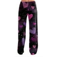 thumbnail image 3 of Women's Casual Valentine's Day Printed Pajama Pants, Flannel Sleepwear Lounge Pants for Women, Soft Comfortable Sleep Pants, Holiday Gift Pajamas,Dark Purple,L, 3 of 6