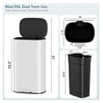 thumbnail image 2 of 8 Gallon / 30L Step Kitchen Trash Can W/Slow-Closing Lid & Handle, Oval Kitchen Garbage Can W/Removable Inner Bucket & Foot Pedal, Brushed Stainless Steel, for Home, Office (White), 2 of 5