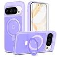 thumbnail image 1 of Asuwish Phone Case for Google Pixel 9/10/9 Pro/10 Pro 5G Tempered Glass Screen Protector Magnetic Bracket stand Translucent Shockproof Protective Cell Cover Pixel9 Pixel10 9Pro 10Pro Women Men Purple, 1 of 7
