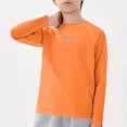 thumbnail image 2 of Babcutegg Long Sleeve Breathable Cotton T-Shirt for Kids – Unisex Casual Base Layer Top for Sports, Everyday Wear, and Layering Orange Size 14-15, 2 of 10