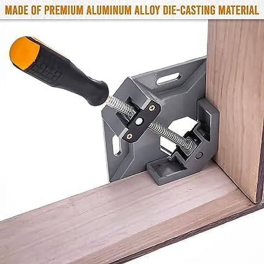 Single Handle 90 Degree Right Angle Clamp - Adjustable Aluminium Alloy Quick Grip Corner Clip Clamp Tool for Woodworking, Welding, Photo Frame and Other Projects - Grey (Pack of 2)