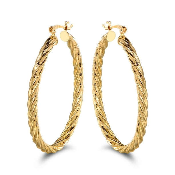 Sevil - 18k Gold Filledd Twisted Hoop Earrings - Walmart.com - Walmart.com