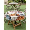 thumbnail image 3 of Outdoor Tablecloth with Umbrella Hole and Zipper, Pumpkins Fall Round Table Cloth 54 Inch Waterproof Tablecloth, Thanksgiving Eucalyptus Leaves Farmhouse Picnic Table Cover for Patio Camping, 3 of 7