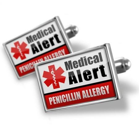 Cufflinks Medical Alert Red Penicillin Allergy - NEONBLOND