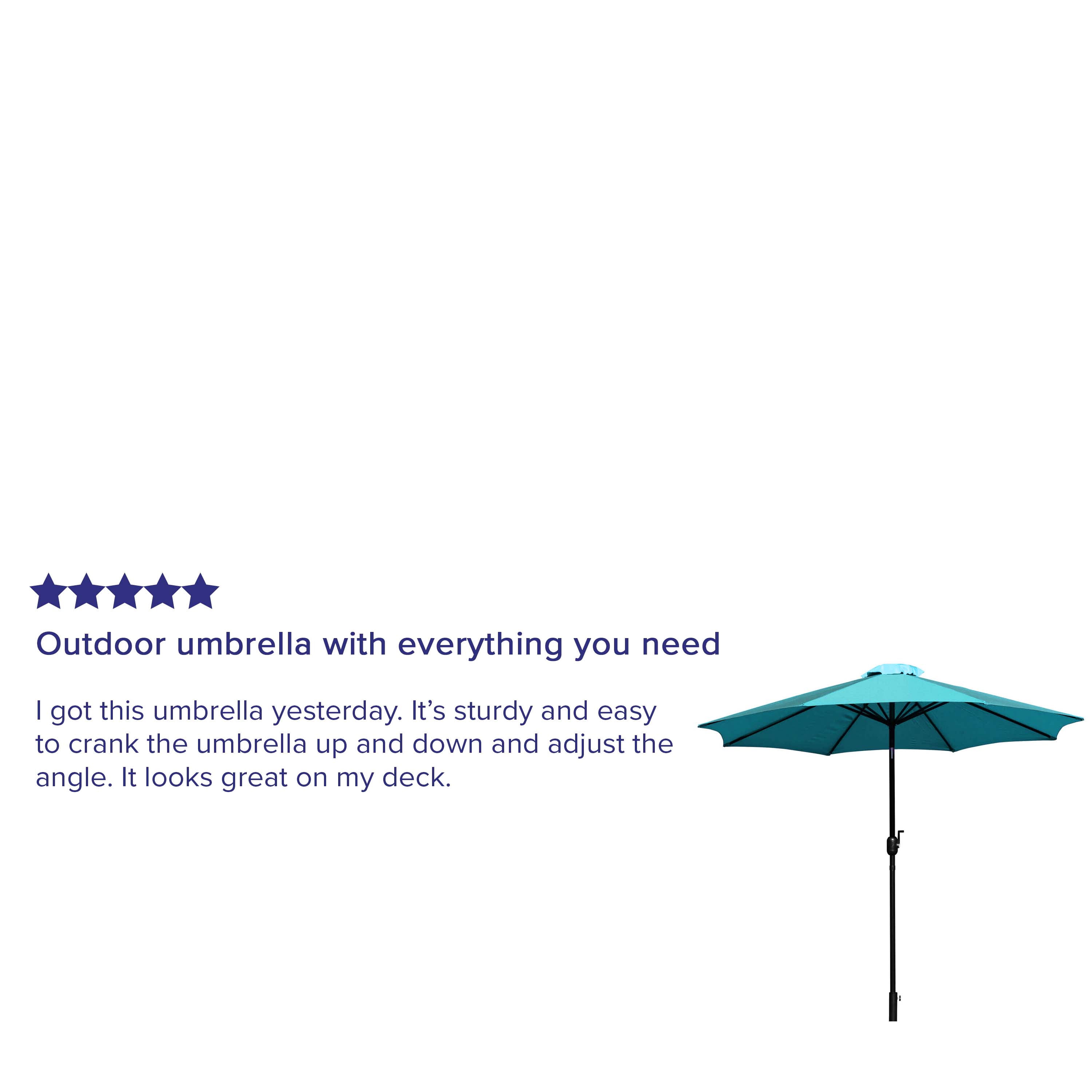 Merrick Lane Teal 9' Round UV Resistant Outdoor Patio Umbrella With Height Lever And 33° Push Button Tilt