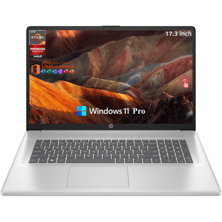 HP 17 Laptop, 17.3" HD+ Anti-Glare Touchscreen, AMD Ryzen 5 7530U, AMD Radeon Graphics, 16 GB RAM, 1 TB SSD, HD Webcam, Wi-Fi 6, Win 11 Pro & Office Lifetime License