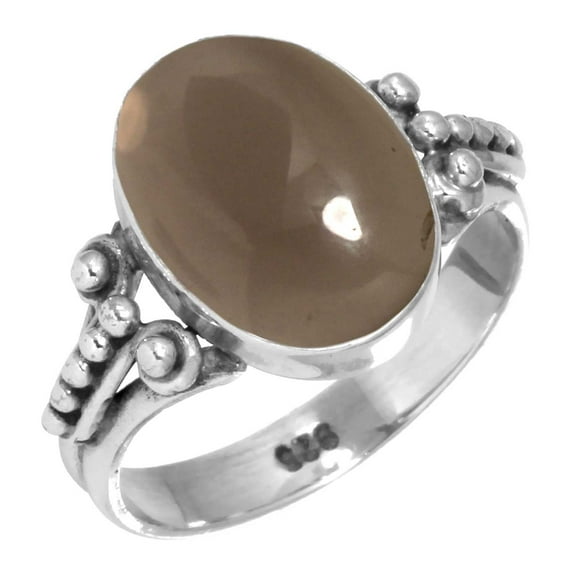 925 Sterling Silver Ring For Women - Teens Brown Smoky Topaz Gemstone Silver Ring Size 13 June Birthstone Costume Silver Ring Size 13 Mothers' Day Gift For Ladies 925 Silver Gemstone Jewelry