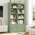 thumbnail image 5 of Homfa Double Row 6 Tier Bookcases, 71 in Tall Bookcase Bookshelf with 4 Drawers and 8 Display Cubicles, for Home Office Living Room, Green, 5 of 8