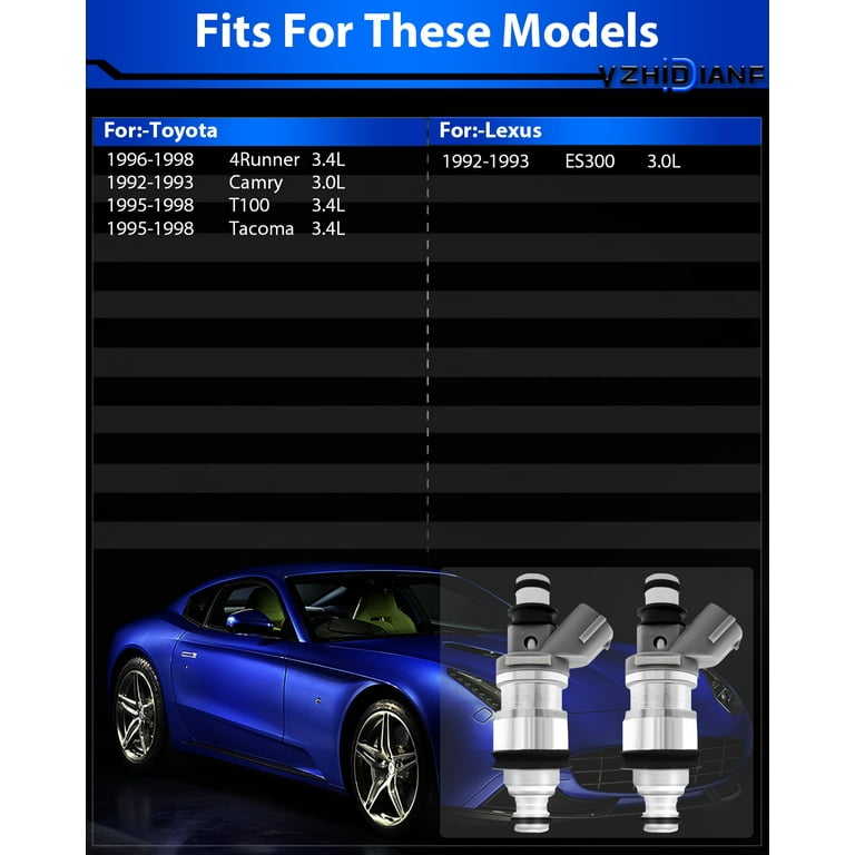 YZHIDIANF 4Runner Fuel injector Fits For Toyota 4Runner 3.4L 1996 1997  1998, Camry 3.0L1992-1993,T100 Tacoma 3.4L 1995-1998, For Lexus ES300 3.0L  
