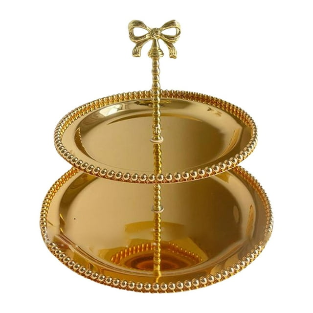 Soporte para cupcakes, soporte para pasteles, centro de mesa de 2 niveles, soporte para postres, decoración de mesa para fiestas, cumpleaños, té de la Oro