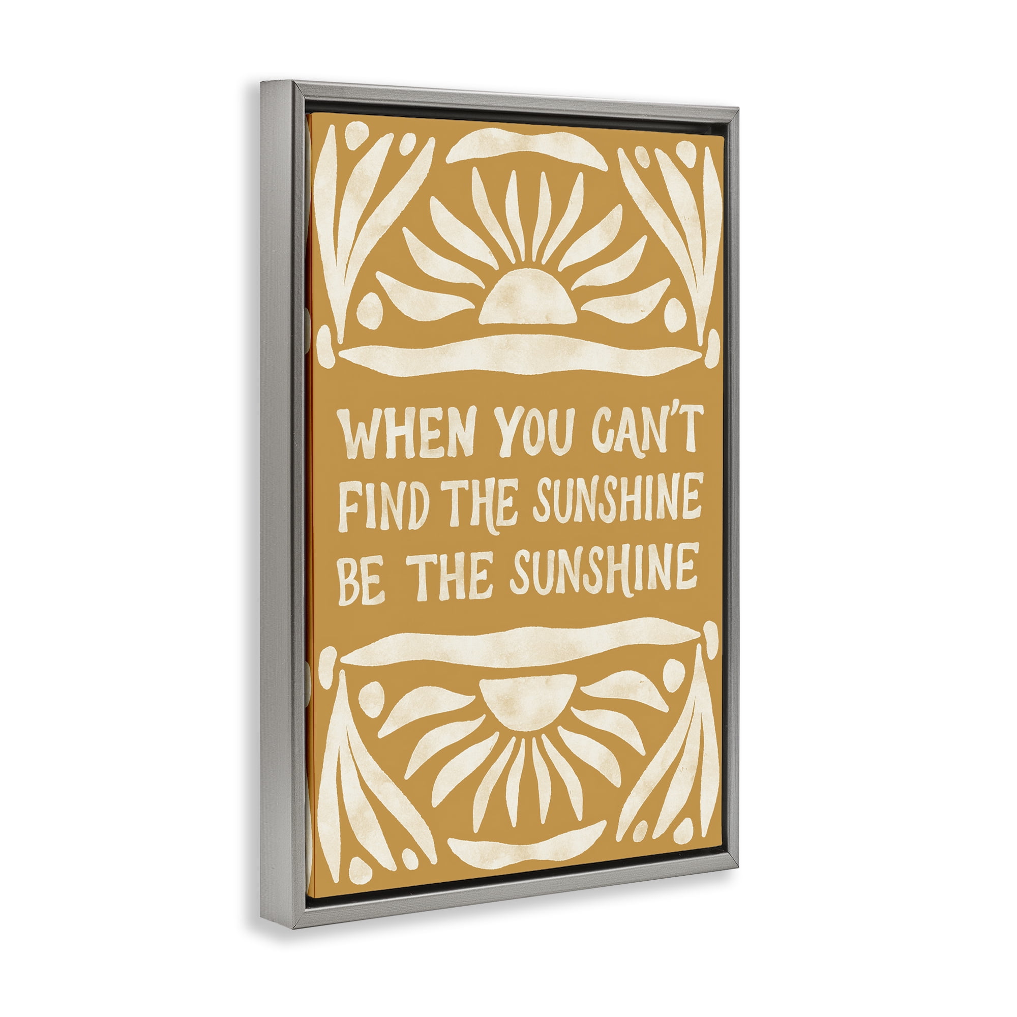 Stupell Industries Boho Be The Sunshine Text & Numbers Painting Gray Floater Framed Canvas Art Print Wall Art, 17 x 25