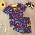 thumbnail image 2 of Baby Boy Outfits Boys 2PCS Shorts Set Children's Summer Cute Printed Short-sleeved Sports 0 3 6 12 18 24 Months T-Shirt Tops+Shorts +, 2 of 6