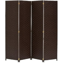 Legacy Decor Weave Design Fiber 4 Panel Room Divider, 71" Tall, Brown Color, Freestanding