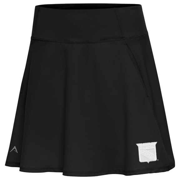 Women's Antigua Black New York Rangers White Logo Chip Skort
