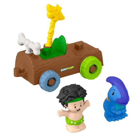 Fisher-Price Little People Dinosaur Parade Log Car & Figure Set Toddler Toy, 3 Pieces