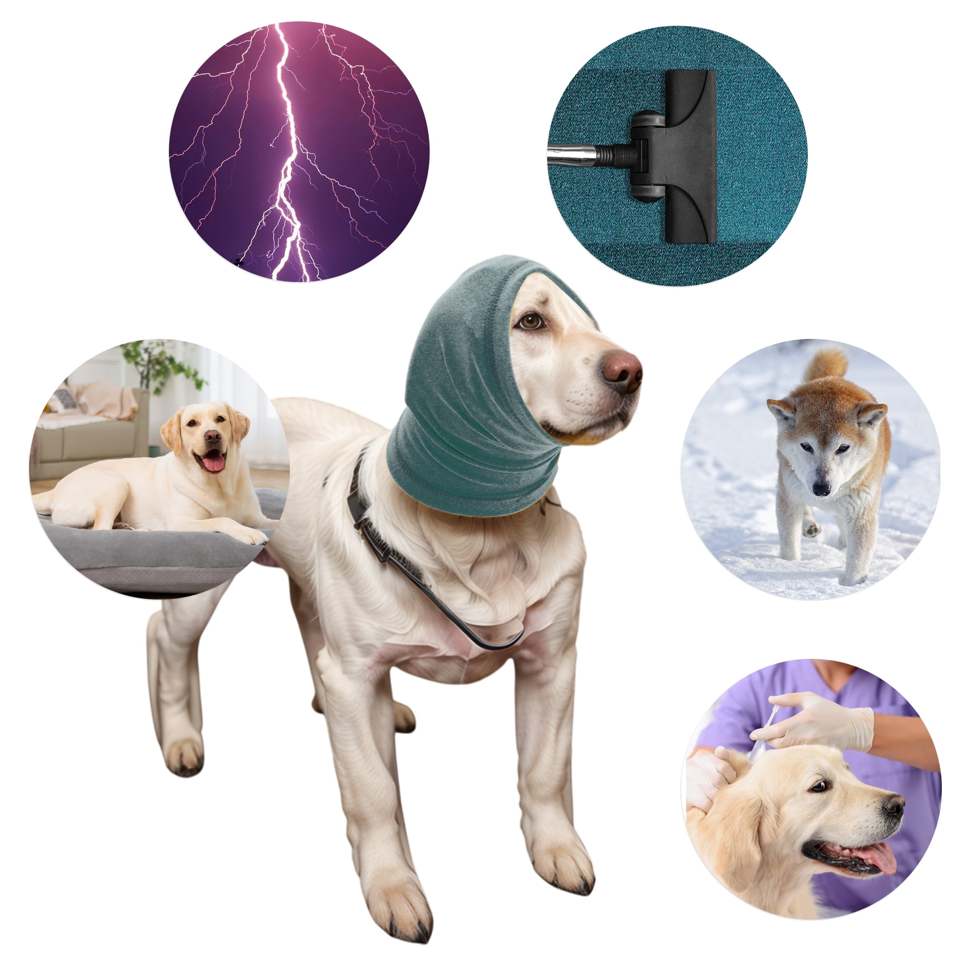 Unique Bargains Dogs Calming Headband Dog Ear Muff Noise Protection Light Blue L