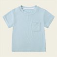 thumbnail image 4 of KPOPLK Newborn Baby Boys T-Shirts Infant Short Sleeve Crewneck Solid Basic Tees Casual Tops 0 3 6 9 18 24 Months Size 6-9 Months,Blue, 4 of 5
