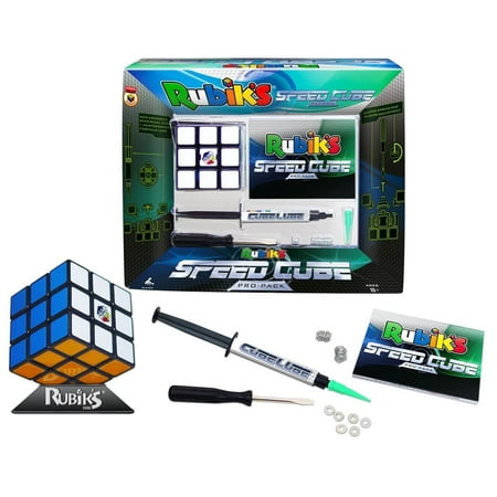 Rubik's Speed Cube Pro Pack Game, Includes (1) Cube, (1) Cube Stand, (1) Lube Injector with Lube, (1) Mini-Screwdriver and (6) Metal Washers By Winning Moves (Best Speed Cube Lube)