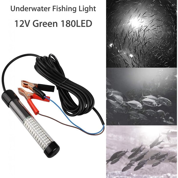 Señuelo de 12V, cebo sumergible, luz de pesca, atractivo, buscador de pesca con Clip de batería, cable de alimentación de 16,4 pies Blanco Macarena luz de pesca