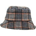 thumbnail image 6 of CoCopeaunts Bucket Hats for Men Winter Warm Vintage Plaid Fisherman Hats Flat Unisex Lattice Wool Basin Hat Soft Foldable, 6 of 8