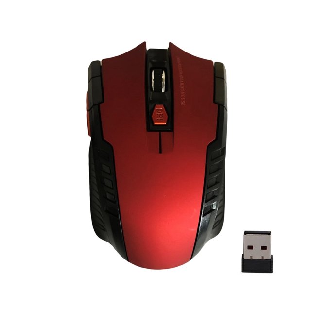 Ergonomic 6 Keys 1600DPI 2.4GHz Wireless Gaming Mouse USB Receiver for PC Laptop - Red
