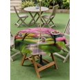 thumbnail image 4 of Outdoor Tablecloths with Umbrella Hole & Zipper, Nature Pink Green Round Tablecloths 60 Inch, Spring Country Oil Painting Flower Tree Waterproof Table Cloth, Patio/Pool/Picnic Table Covers, 4 of 8