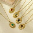 thumbnail image 4 of NICKSUN 18K Gold Plated Stainless Steel Hammered Oval Pendant Necklace, Natural Green Gemstone Inlay Vintage Luxury Paperclip Chain Clavicle Jewelry for Women, 4 of 4