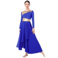 thumbnail image 3 of IDOPIP Women Metallic Patchwork Liturgical Praise Dance Dress Asymmetric Hemline Lyrical Dancewear, 3 of 8