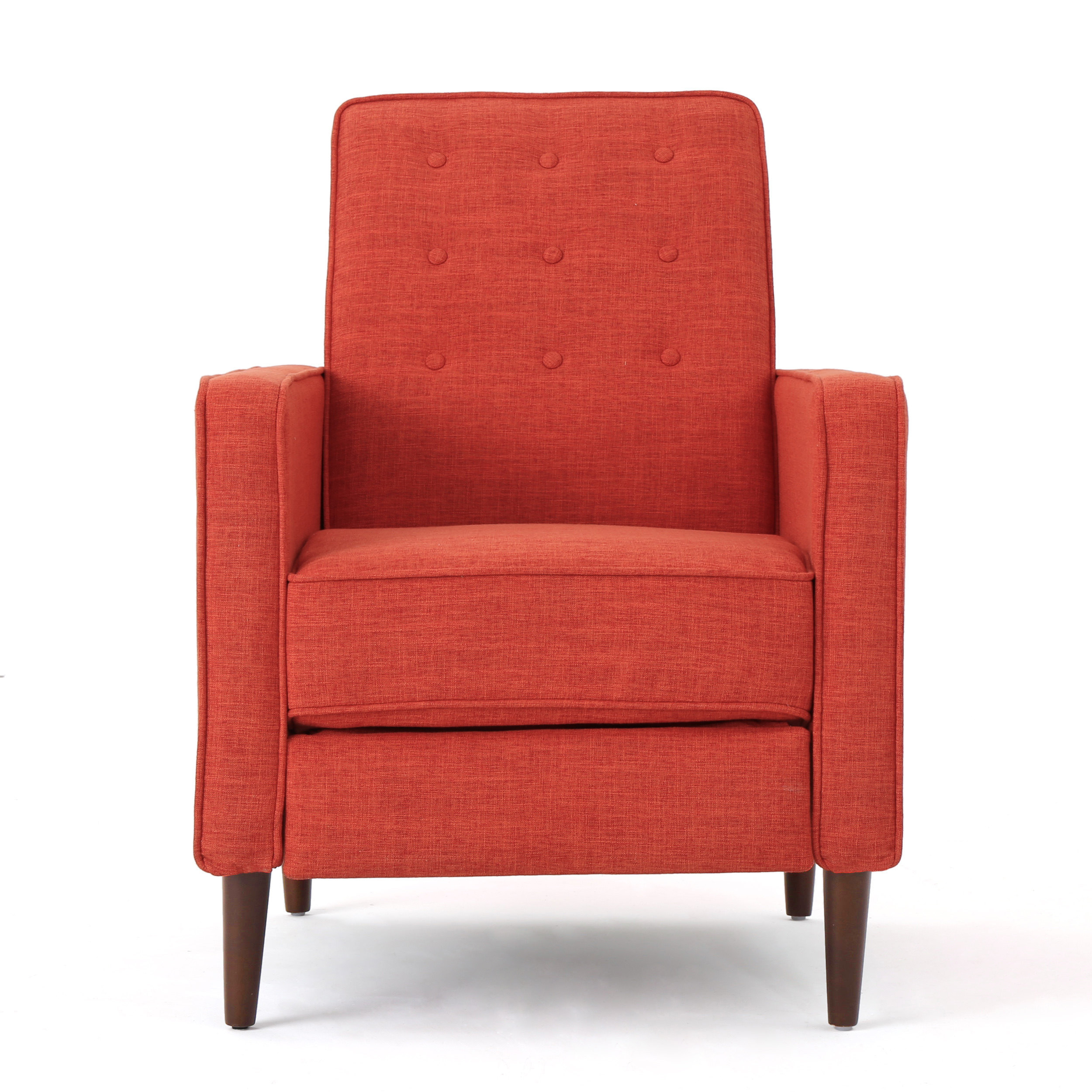 Euroco Modern Fabric Recliner Chair with Espresso Wood Legs, Adjustable Backrest & Plush Upholstery, Space-Saving Design