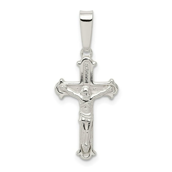 925 Sterling Silver Crucifix Cross Pendant Necklace for Men and Women with Christ Figure Baroque Edge Religious Christian Faith Jewelry Accessory Spiritual Unisex Design