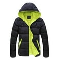 thumbnail image 7 of Lohuatrd Men Winter Contrast Color Padded Jacket Hooded Drawstring Long Sleeve Pockets Zipper Placket Slim Thickened Warm Coat, 7 of 7