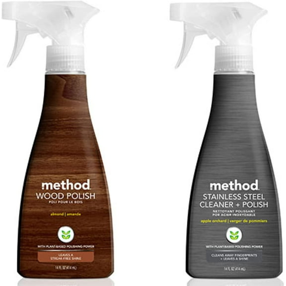 Method Stainless Steel Cleaner and Wood Polish Variety, 14 oz Each, 1 CT