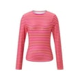 thumbnail image 3 of Nygoyerh Women's Knitted T-Shirts Striped Contrast Color Pullover Slim Fit Long Sleeve Shirts Crew Neck Blouse Casual Tops Trend Clothes, 3 of 8