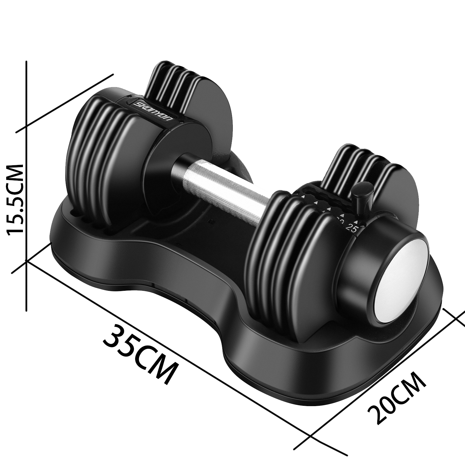 Adjustable Dumbbell Barbell 25 lbs Weight with Handle and Weight Plate for Gym and Home, Black, Single - image 3 of 8