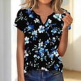 thumbnail image 5 of Vmvidoty Women Floral Loose Fit Casual T-Shirts Short Sleeve Notched Neck Summer Tee Shirts Dark Blue L, 5 of 6