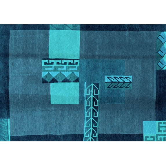 Ahgly Company Indoor Rectangle Abstract Light Blue Modern Area Rugs, 3' x 5'