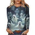 thumbnail image 2 of thefmos Women's Round Neck Halloween Print Top Long Sleeve Solid Color Casual Pullover Fashion Fall Winter Outfit, Multicolor 4XL, 2 of 6