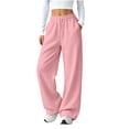 thumbnail image 7 of Pants for Women Baeitkot Women's Casual Drawstring Solid Color Elastic Waist Sports Straight Slim Side Line Track Pants, 7 of 7