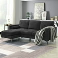 thumbnail image 1 of Royard Oaktree Convertible Sectional Sofa L Shaped 3-Seat Couch with Reversible Chaise Modern Chenille Fabric Sofa Couch with Metal Feet and Pillows for Living Room Apartment Small Space,Dark Grey, 1 of 7