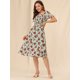 thumbnail image 3 of Vestido Midi Allegra K Fruncido Volantes Manga Corta Verde Talla L, 3 of 6